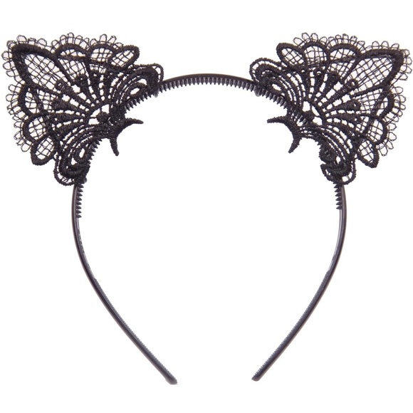Exquisite Sweet Lace Cat Ears Headband Black-Plastic Halloween Costume - Picture 4 of 7
